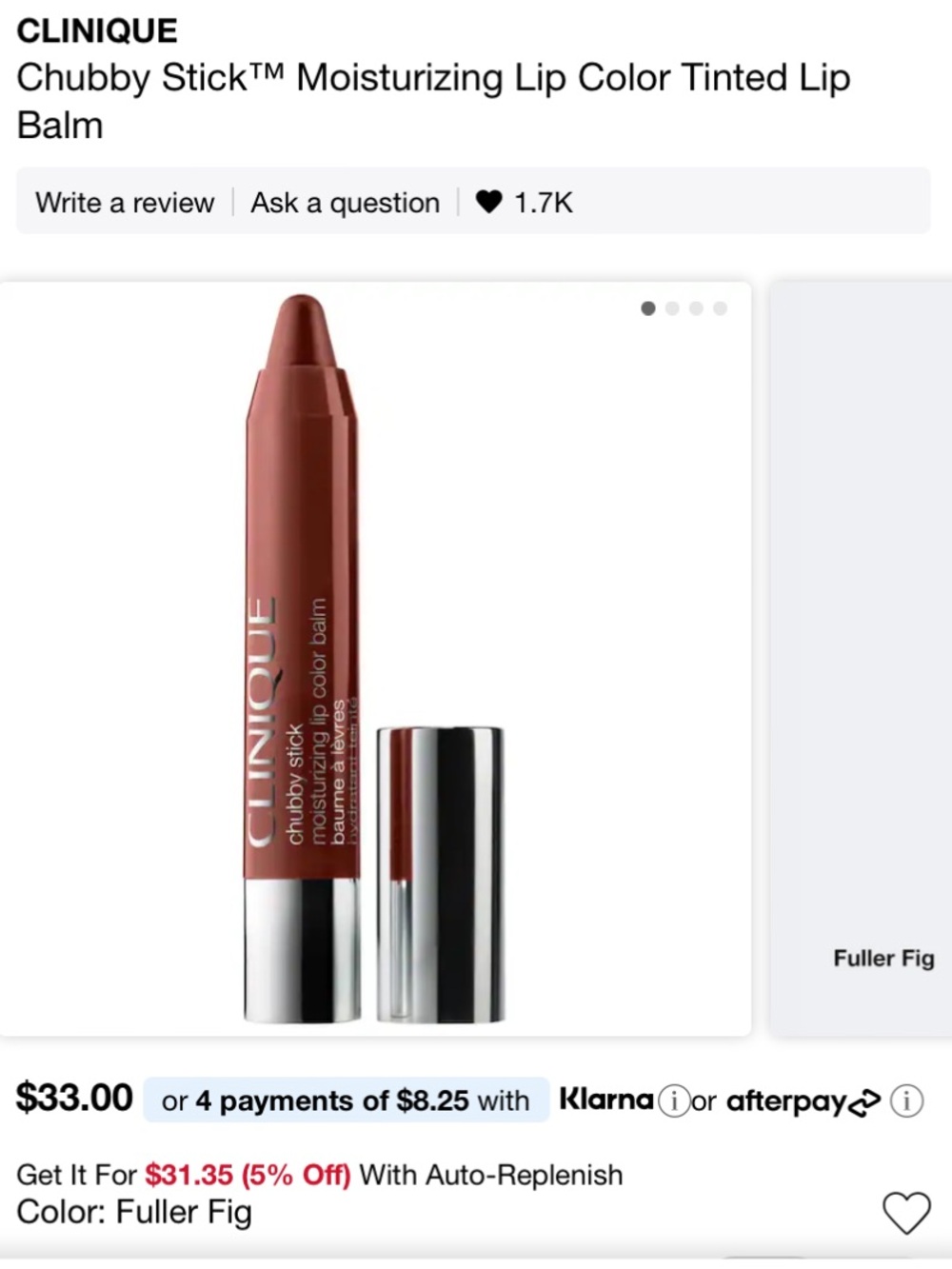 2/$25 Bundle - Clinique Chubby Stick Lip — Fuller Fig